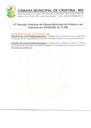 27ª Reunião Ordinária da Câmara Municipal de Cristina a ser realizada às 17h do dia 22/04/2026