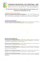 28ª Reunião Ordinária da Câmara Municipal de Cristina a ser realizada às 19h do dia 04/05/2026