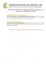 29ª Reunião Ordinária da Câmara Municipal de Cristina a ser realizada às 19h do dia 18/05/2026