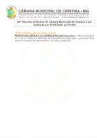 29ª Reunião Ordinária da Câmara Municipal de Cristina a ser realizada às 19h do dia 18/05/2026