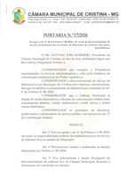 Comunicado à população: Descontinuidade do serviço de telefonia fixa da Câmara Municipal de Cristina-MG