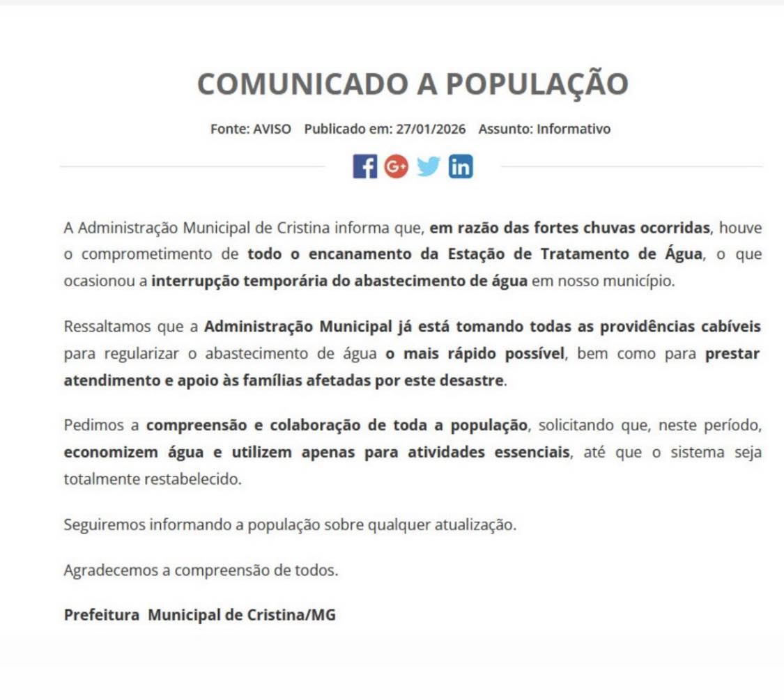 COMUNICADO À POPULAÇÃO 